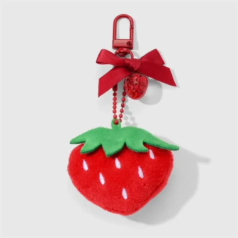 porte-clés en peluche fraise douce, breloque pour sac à dos diy, chaîne de téléphone, pendentif de sac, cadeau parfait pour les filles.