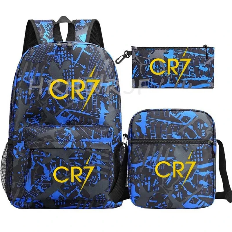 ensemble de sacs à dos imprimés sports cr7 pour adolescents, sacs d'école décontractés adaptés aux garçons et aux filles, mochilas de voyage légères