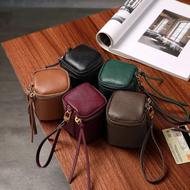 sacs à cosmétiques en cuir vintage pour femmes, petits sacs de maquillage pour rouge à lèvres, pochette pour ligne de données, clé, étui organisateur pour écouteurs