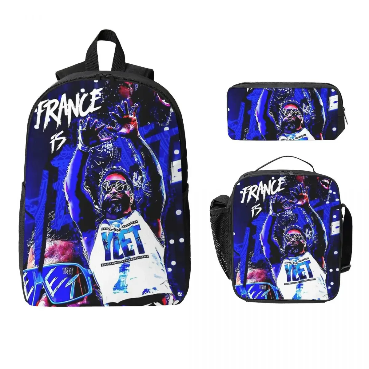 jey uso yeet art sac à dos étudiant garçons filles bookbag sac d'école ordinateur portable sacs à bandoulière 3ps sac à déjeuner isolé trousse à crayons