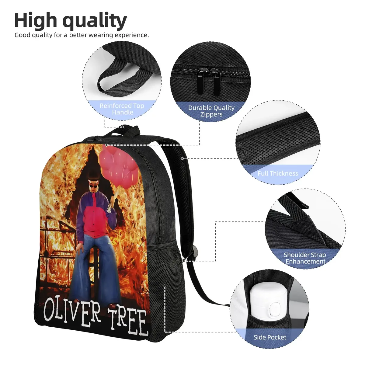 sac à dos de mode oliver tree léger pour lycée et affaires, motif « ugly is beautiful », sac à dos de jour pour hommes et femmes, sac à bandoulière pour l'université