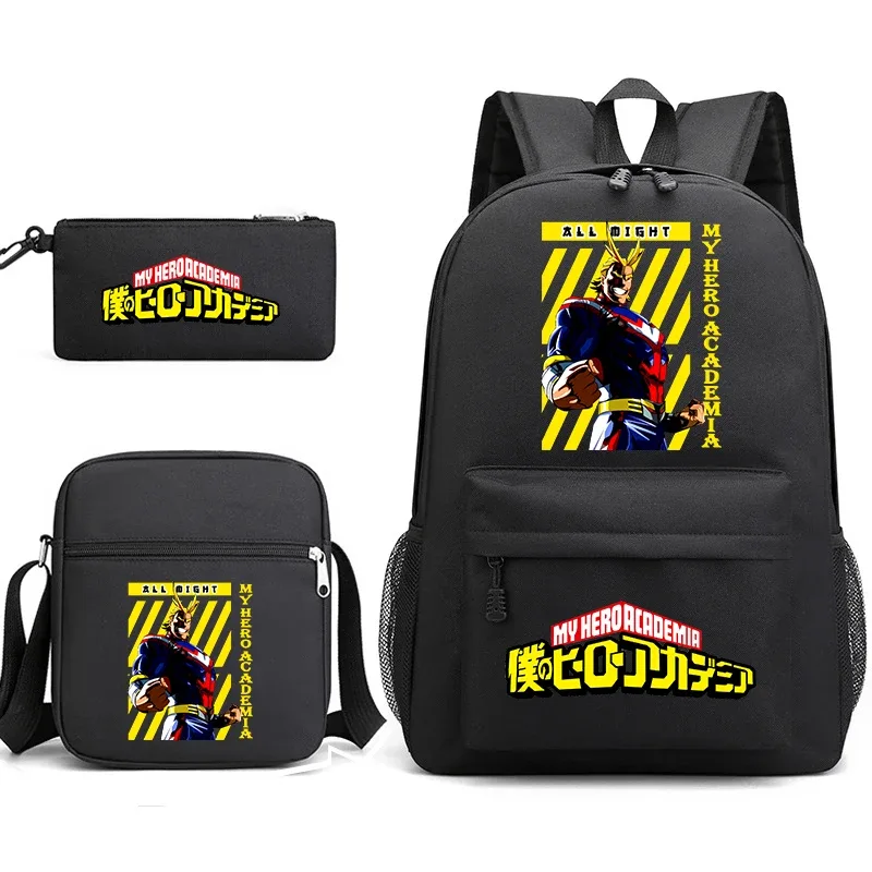 ensemble de sacs à dos scolaires imprimés my hero academia, 3 en 1, avec sac à bandoulière, trousse à crayons, pour garçons, filles, enfants