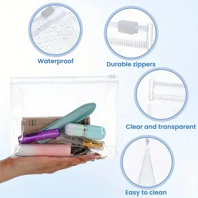 sac à fermeture éclair tridimensionnel scellé en pvc, 1-24 pièces, sac d'échantillon de lavage givré auto-support, sac d'emballage et de rangement pour cosmétiques