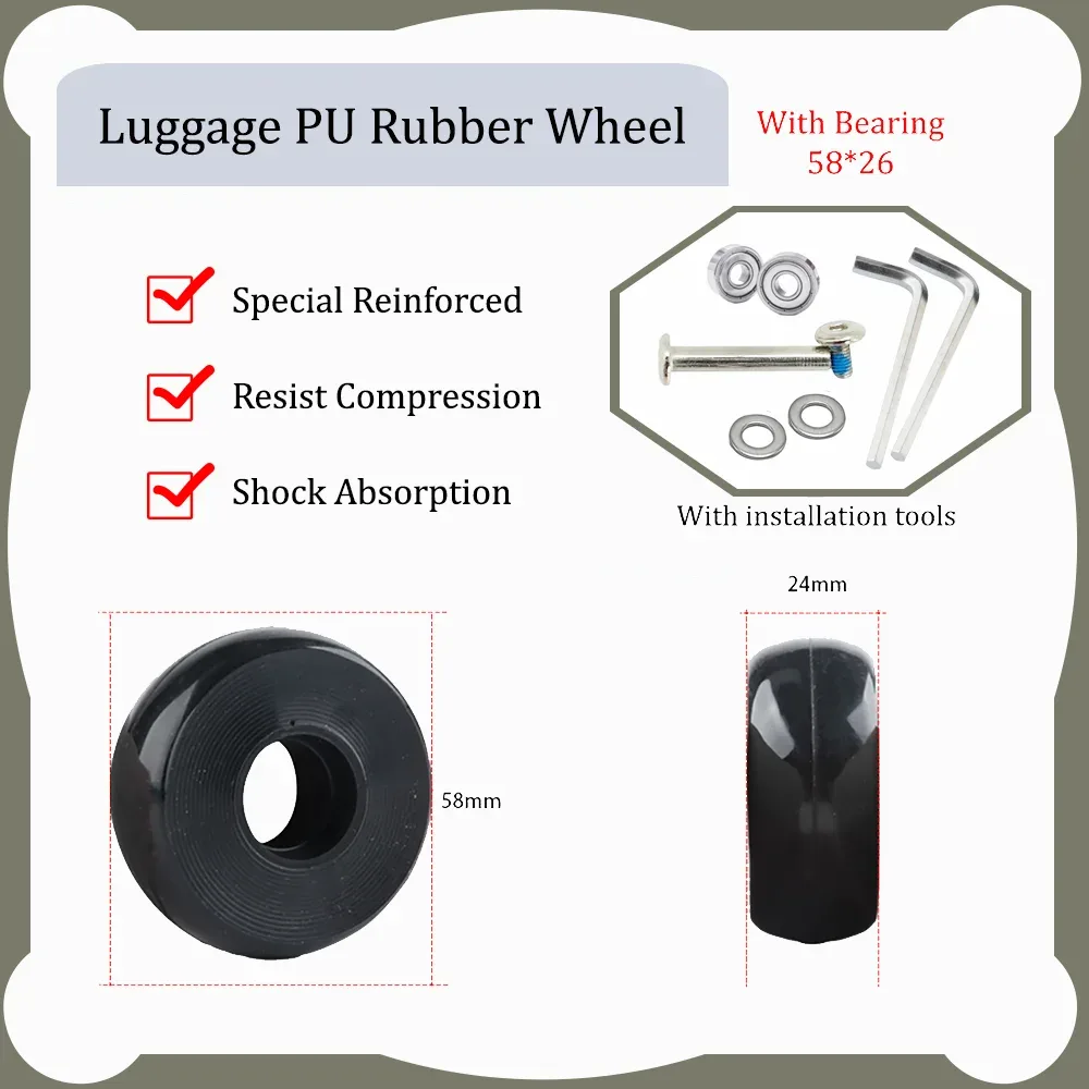 rouleaux de compression en caoutchouc pu pour bagages, roue de remplacement, valise à roulettes, boîte à mot de passe de voyage, accessoires de réparation, degré d'usure