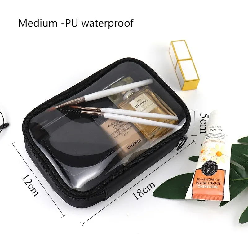 trousse de maquillage imperméable en pvc transparent pour femmes, trousse de voyage à cosmétiques, trousse de maquillage, sacs pour hommes, pochette de rangement pour brosses de toilette