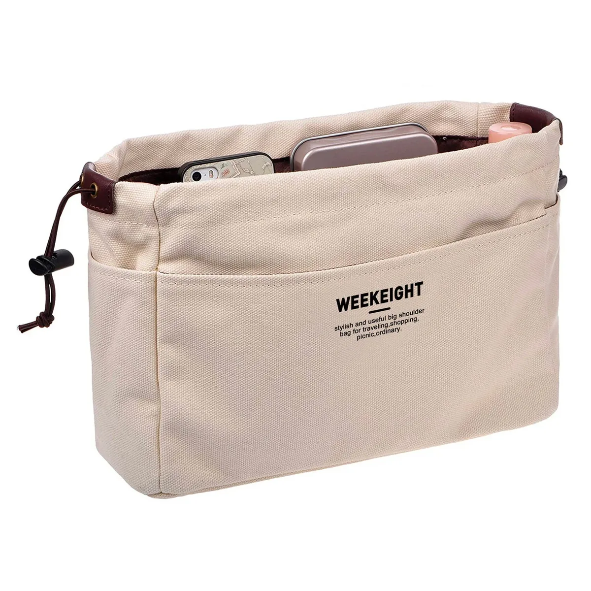 organisateurs de sacs à main en toile, sac de rangement robuste avec fermeture éclair (2 tailles)