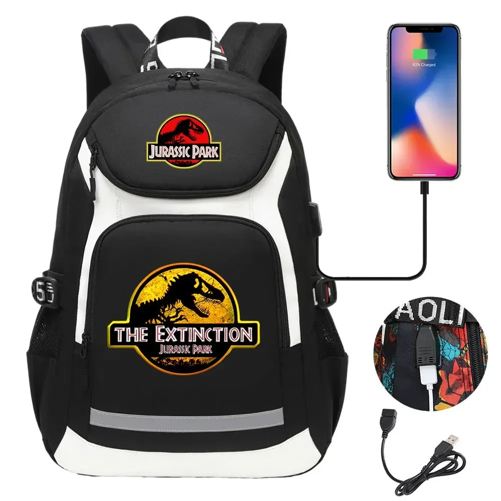 208.assic world park dinosaur school plebags, sacs à dos de voyage pour ordinateur portable, usb, adolescents, femmes, hommes, bol, garçons, enfants