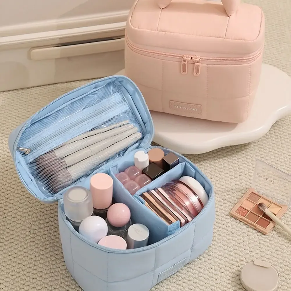 trousse de maquillage de grande capacité, sac à cosmétiques portable de voyage, pochette de rangement de voyage multifonctionnelle multi-compartiments