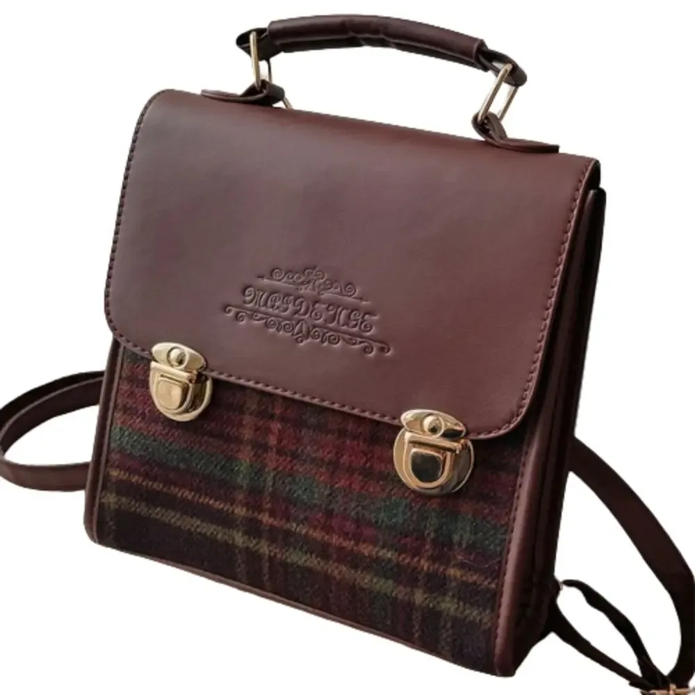 mini sac à dos, sac à bandoulière style preppy, sac vintage polyvalent, sac à main multifonction élégant pour femme