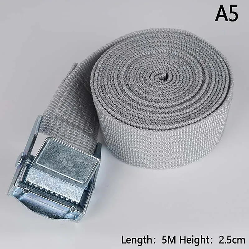 sangles de chargement de 5m avec boucle, ceinture d'arrimage pour moto, voiture, vélo, corde de remorquage en métal, ceinture de fixation à cliquet solide pour sac à bagages