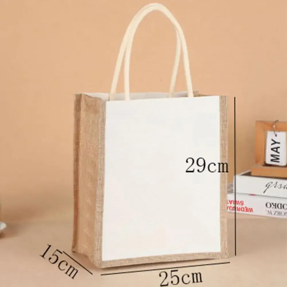 sac fourre-tout en toile de jute imperméable vintage, sacs en bambou, sac à main beige décontracté de grande capacité, sacs de plage portables, sacs d'évaluation de voyage
