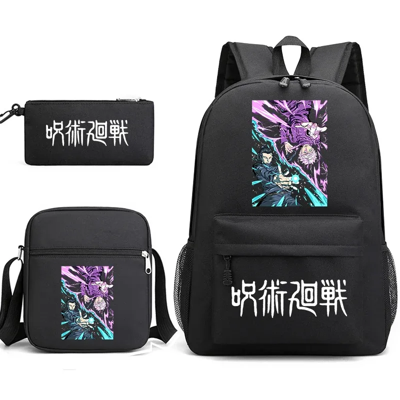 sac à dos anime jujutsu kaisen, trousse à crayons, ensemble de 3 pièces, sac à dos léger pour enfants et adolescents