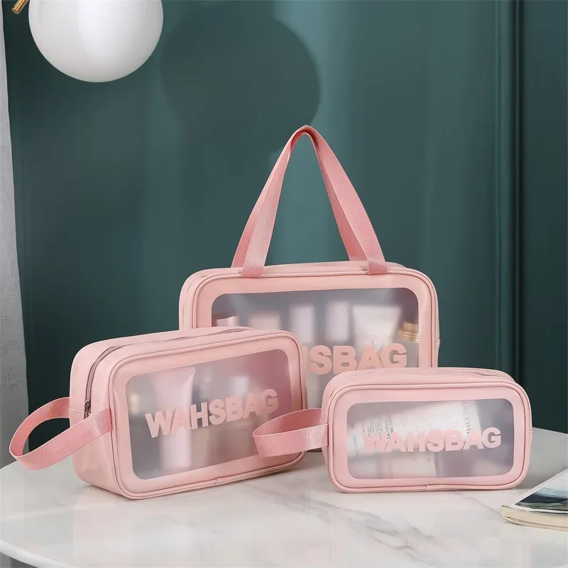 nouvel ensemble de trousses de maquillage transparentes, organiseur de toilette, trousse de toilette pour femmes, pochette de toilette portable, sac de cosmétiques essentiels pour les voyages