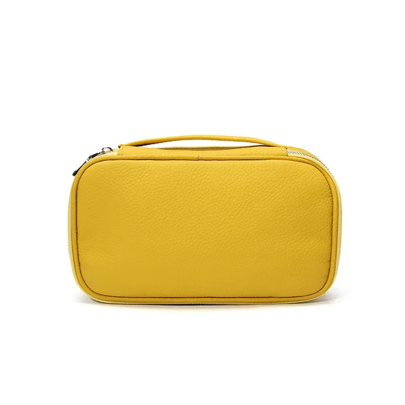 trousse de toilette de voyage en cuir de vachette grande capacité personnalisable avec nom, sac cosmétique zippé de luxe simple pour femme, trousse de maquillage tendance personnalisée pour dames