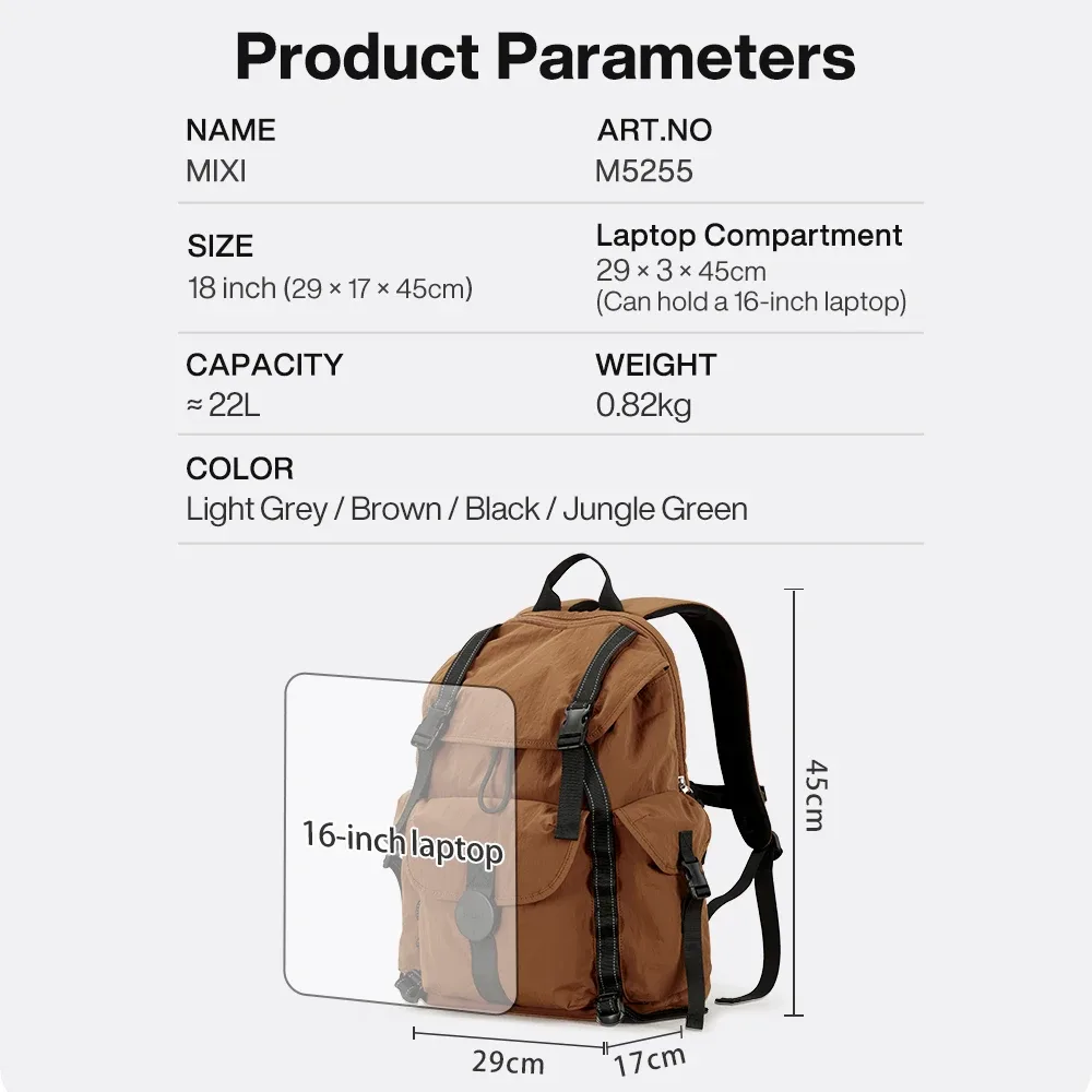rei-sac à dos de voyage pour ordinateur portable de 18 pouces, approuvé en vol, convient aux ordinateurs portables de 16 pouces, observateur et étanche, pour randonnée