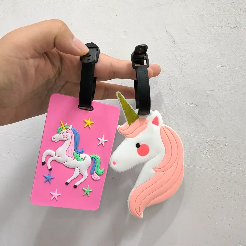 étiquettes de bagage licorne 1 pièce/2 pièces pour voyages d'affaires adultes, bagages d'aéroport, étiquettes d'identification anti-perte, pendentifs, étiquettes nominatives, hommes et femmes