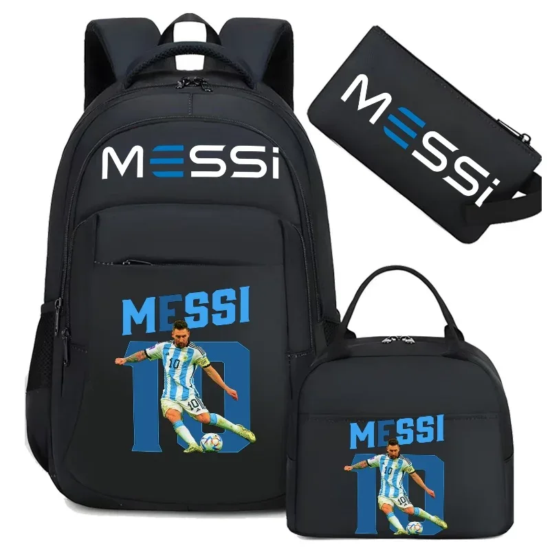 sac à dos de football messi, camouflage, pour étudiants, sac d'école pour ordinateur portable, sac à dos de grande capacité, pour femmes et hommes, loisirs, voyage, mochila 3 pièces
