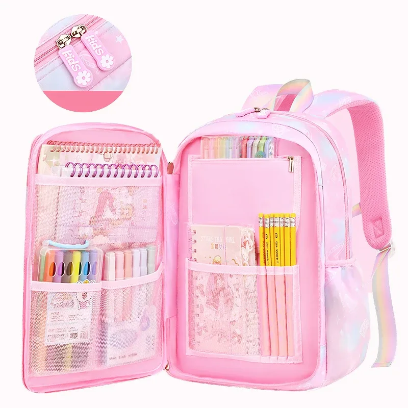 sac à dos d'école pour filles, 3 pièces, grande capacité, sac d'école pour enfants avec étui de transport pour crayons et repas, sac à dos de voyage, cadeau pour enfant