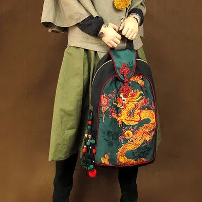 sac de voyage chic en toile d'aviation dragon sr, cartable ethnique, loisirs, randonnée, tradition alberoise