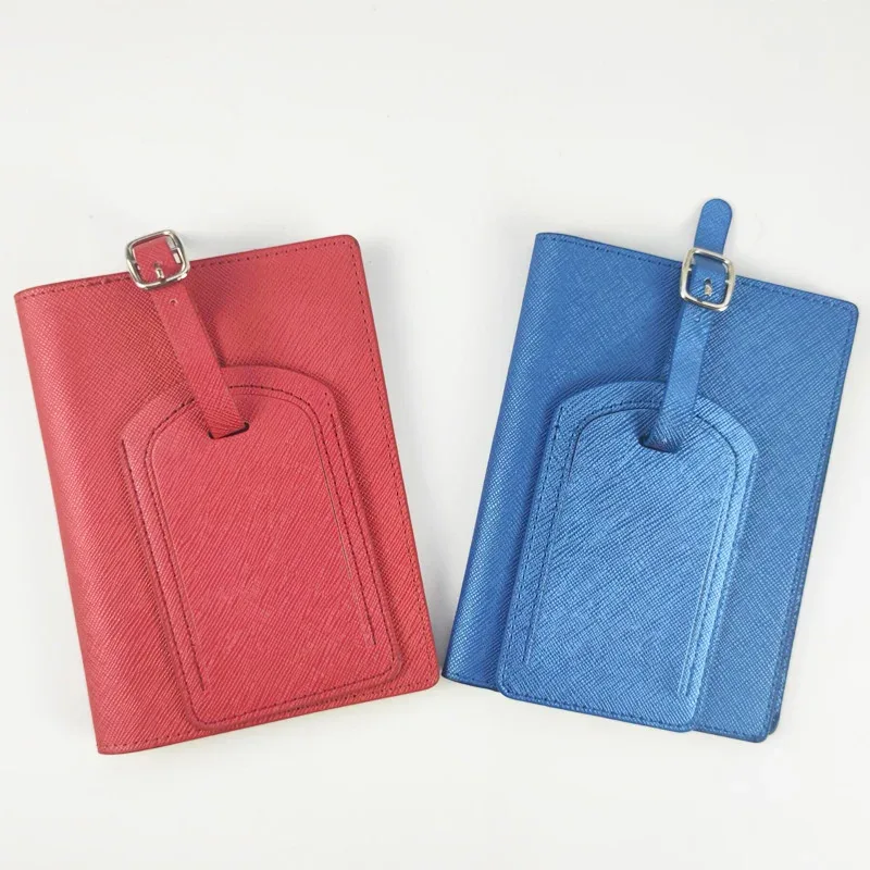 lettres personnalisées saffiano pu cuir voyage passeport couverture bagages étiquette ensemble multifonctionnel stylo billet carte de crédit porte-passeport
