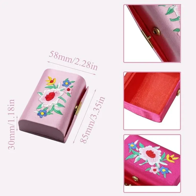 lot de 1/2/3/4 mini trousses de maquillage portables avec miroir, boîte de rangement pour rouge à lèvres brodée, cadeau idéal pour les femmes