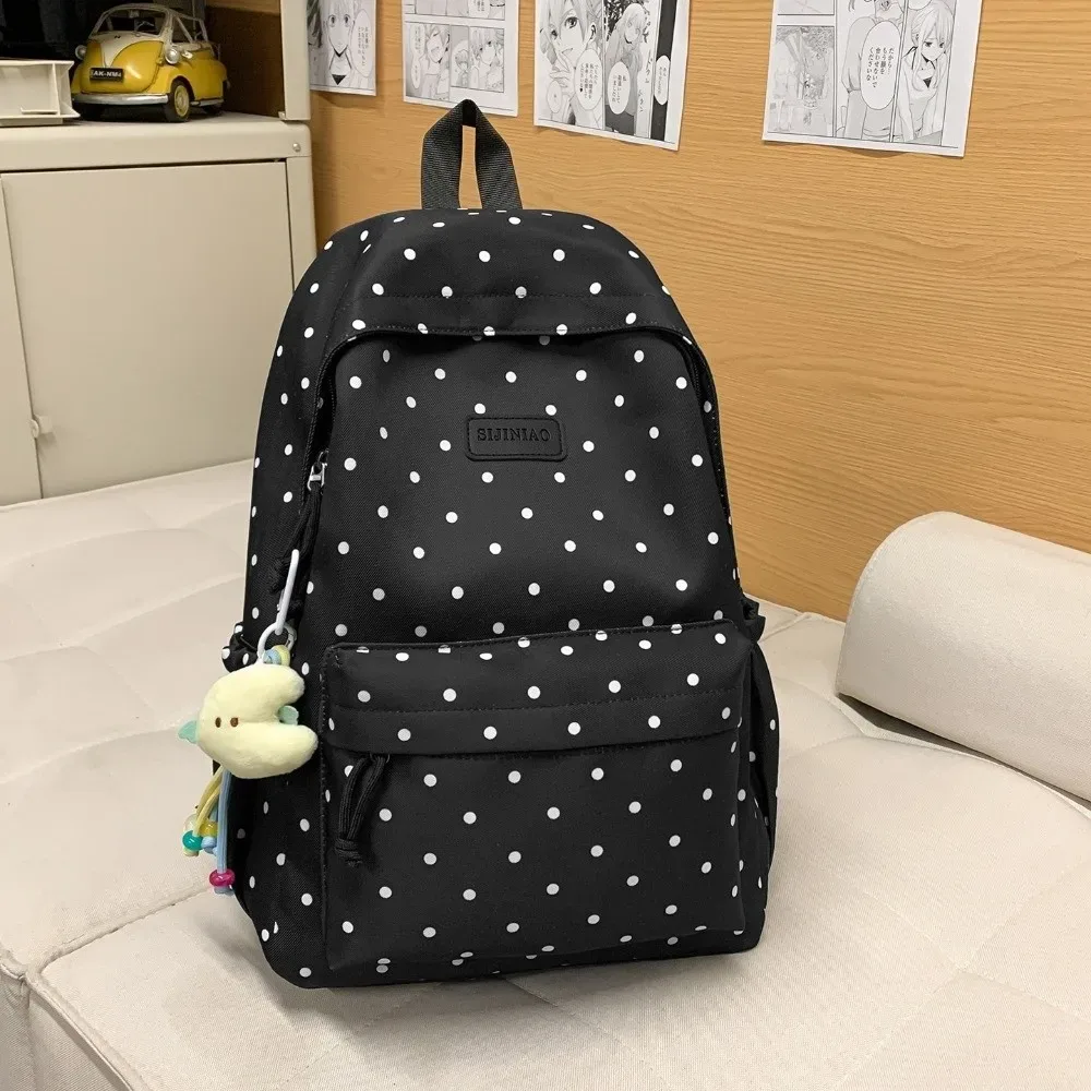sac à dos quotidien à double bandoulière à pois, grande capacité, mignon, léger et durable, idéal pour les voyages, l'école et le bureau