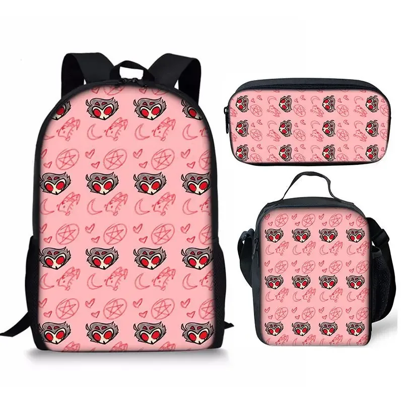 hôtel hazbin sac à dos cartable sac à déjeuner trousse à crayons ensemble cadeau pour enfants étudiants
