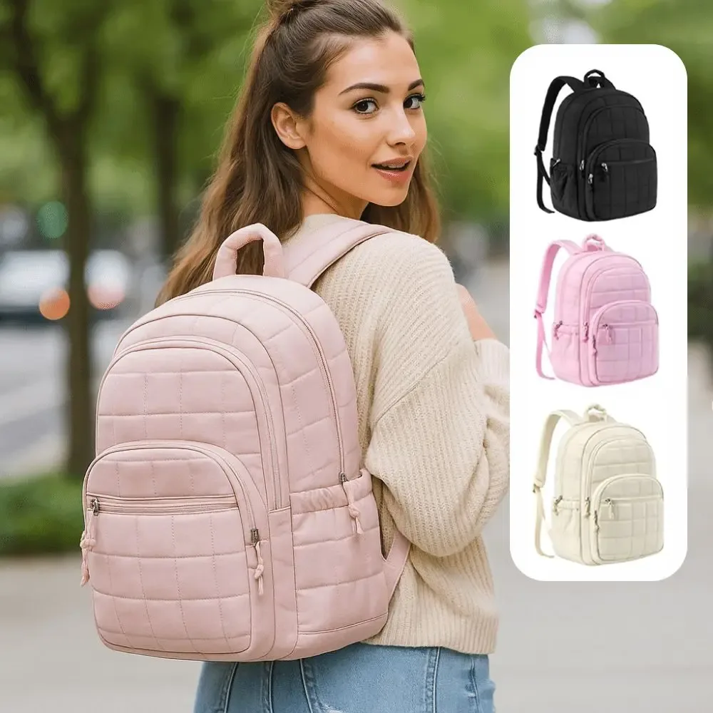 sac à dos de voyage créatif matelassé à carreaux imperméable pour étudiants, sacs d'école tendance et durables pour l'université