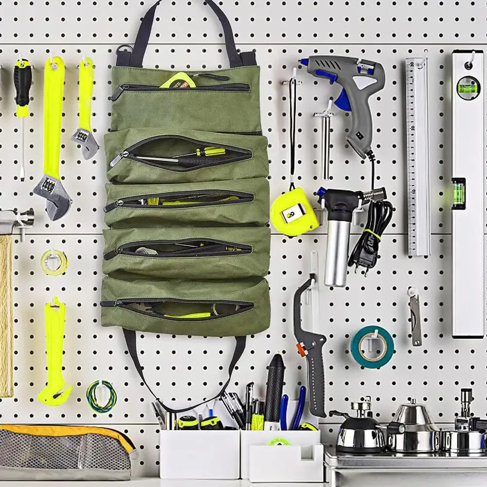 organisateur enroulable pour outils en tissu oxford robuste, étanche, résistant aux déchirures, rangement multi-compartiments pour électriciens mechani y7v1