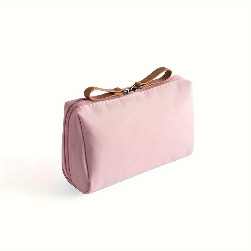 petit sac de maquillage portable de couleur unie, pochette cosmétique de voyage, organisateur de rangement pour un usage quotidien