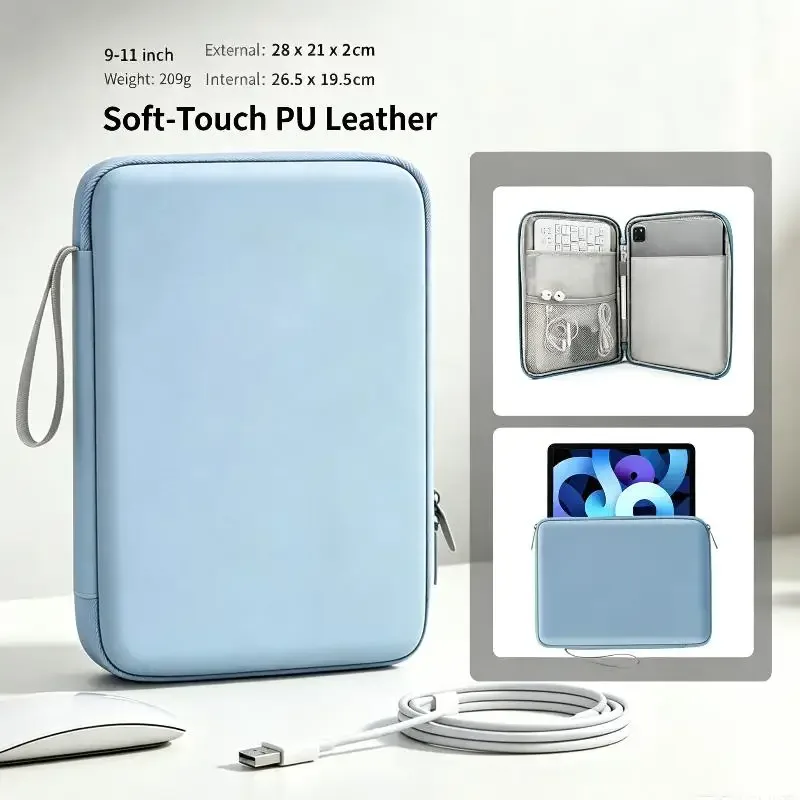 étuis pour tablette de 11/12,9 pouces, sacoche portable pour tablette, pochette de rangement protectrice pour les voyages quotidiens et l'utilisation au bureau