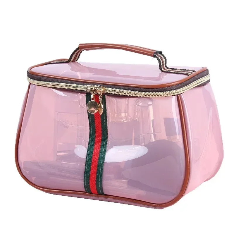 trousse de maquillage transparente grande capacité en pvc imperméable, sac de toilette portable, trousse cosmétique de luxe à main