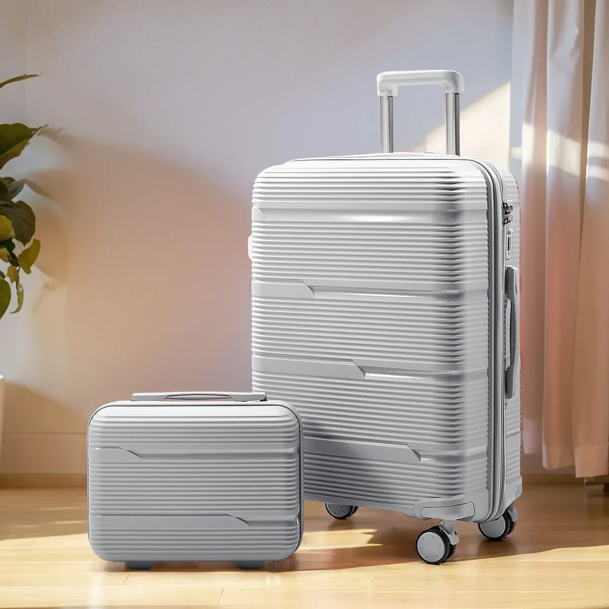 valise de voyage à roulettes, valise d'embarquement à main, ensemble de cabine avec étui à cosmétiques, roues tournantes, valise à roulettes de voyage, 13 ", 20"