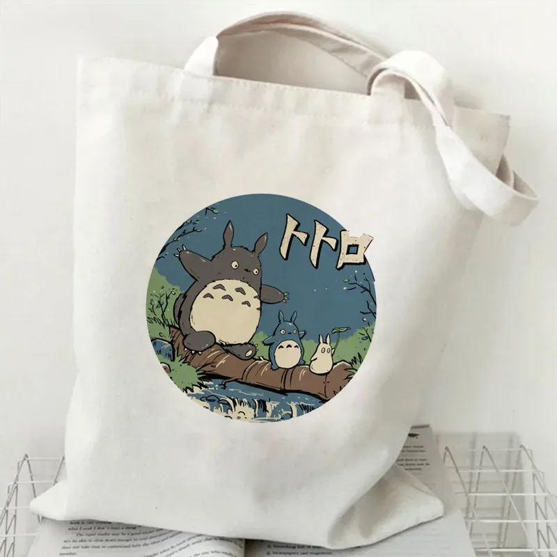 femmes dessin animé eco réutilisable sac à provisions femme épaule shopper sac fourre-tout studio ghibli collège sac à main rétro grandes dames