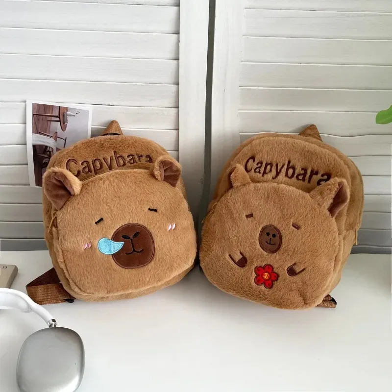 nouveau style sac à dos en peluche pour femmes, cadeau pour filles et enfants, sac à dos portable en peluche capybara, animaux de dessin animé mignons, sac à dos capybara