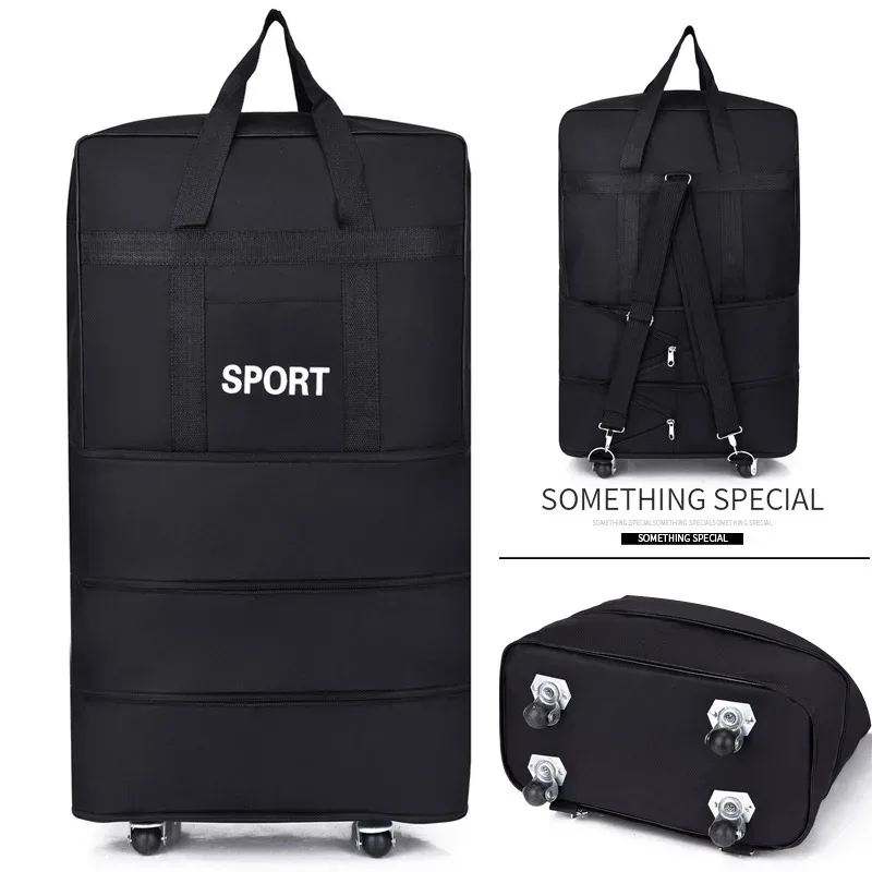 sac à bagages de voyage à air vérifié, roue universelle pliable, rangement mobile, oxford, cubes d'emballage étanches