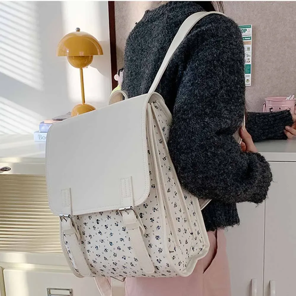 sac à dos en pu à fleurs, sac de loisirs coréen personnalisé de grande capacité, sac à dos unique pour les étudiants de retour, nouvelle collection 2025