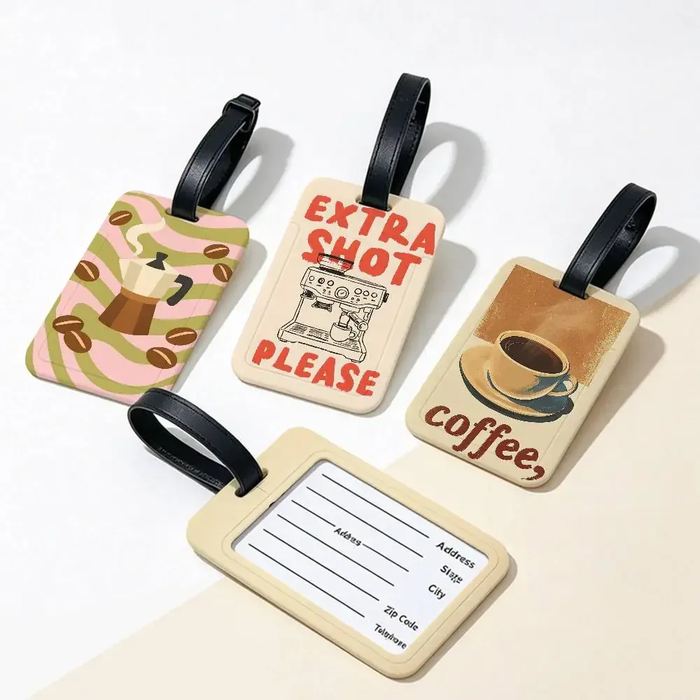 cafetière à espresso italienne, étiquette d'identification de bagages en pvc, porte-carte d'informations anti-perte, étiquette de nom pour valise de voyage