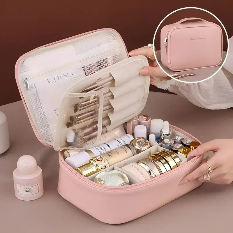 sac cosmétique en cuir moderne, ouvert, portable, détachable, multifonctionnel et imperméable, en gros, en stock, transfrontalier, le plus vendu