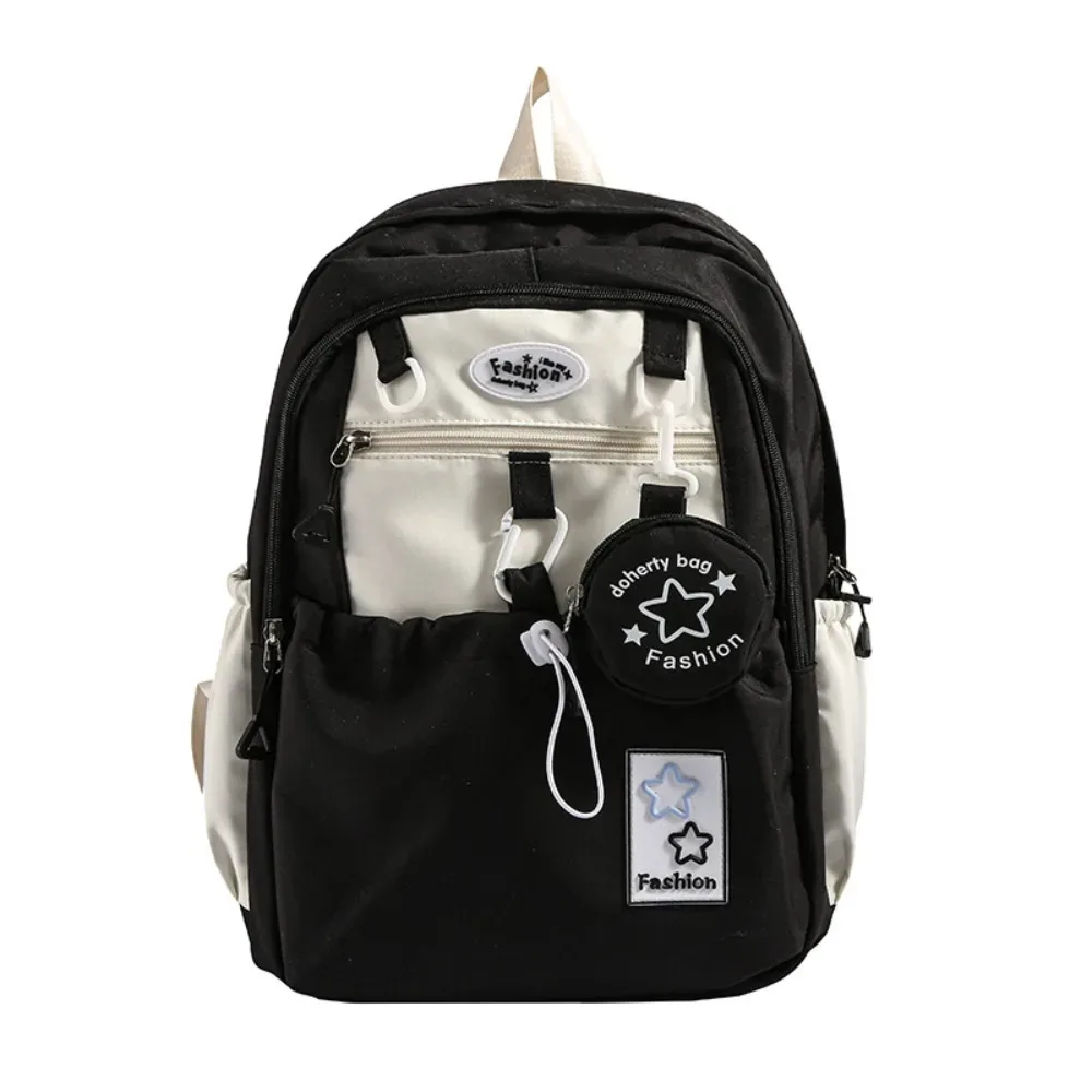 sac à dos décontracté pour femme motif étoile, avec porte-monnaie, en nylon, style coréen, grande capacité, pour étudiants et enfants