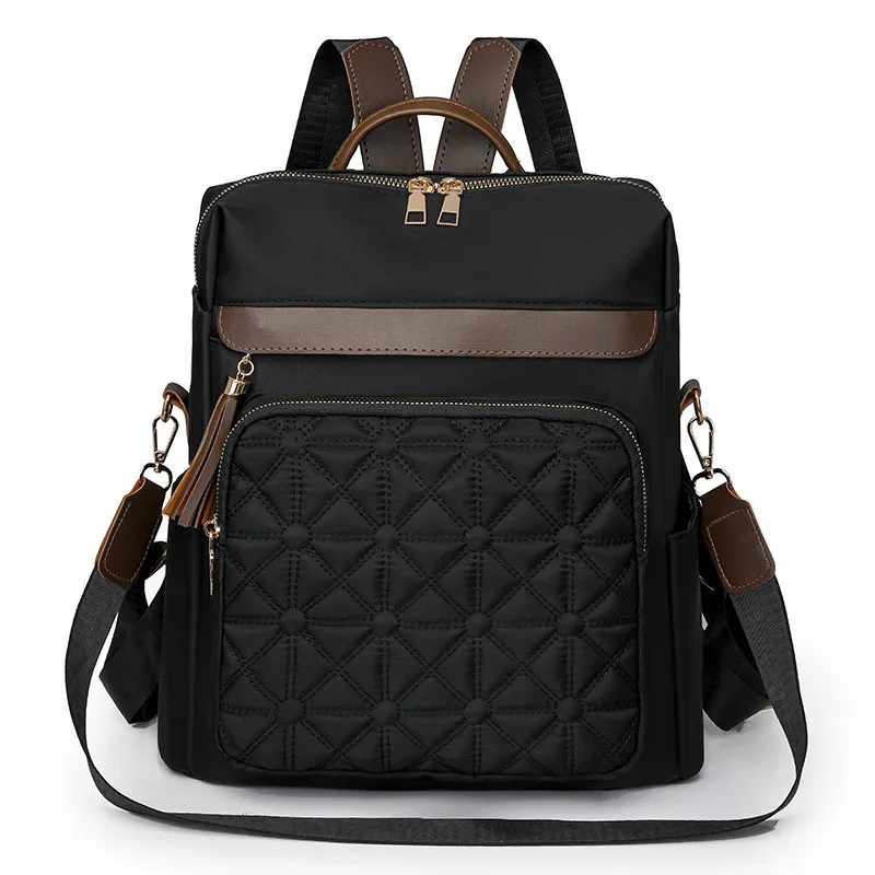 sac à dos matelassé brodé pour femmes, nouveau style coréen, polyvalent, grande capacité, résistant à l'eau, sacs à bandoulière en cuir, 2024