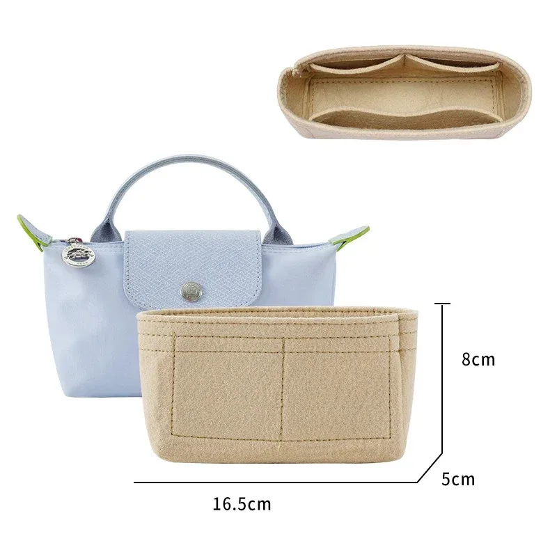 longchamp-mini sac de rangement, doublure en feutre, sac à main en glouton, insertion de sac à main, nouveau
