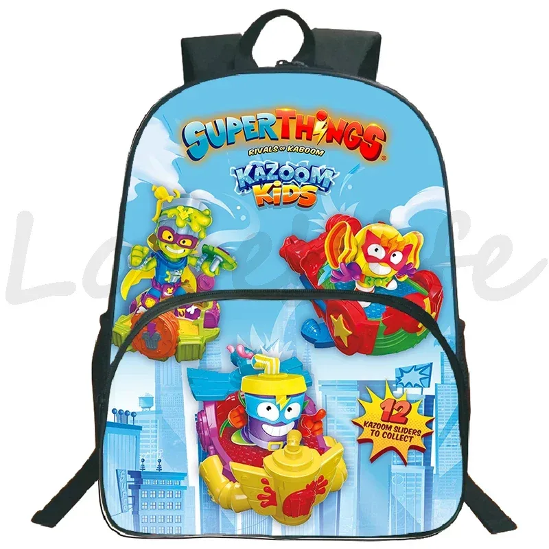 jeu superzings sac à dos 16 pouces garçons filles bookbag dessin animé sac à dos superthings sacs d'école étudiants sacs de voyage sac à dos à fermeture éclair