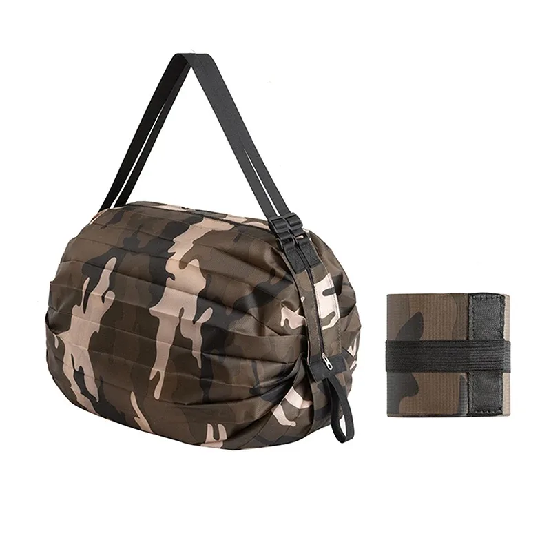 sac de rangement pliable avec poignée, sacs à main de voyage portables camouflage, sac de shopping de grande capacité