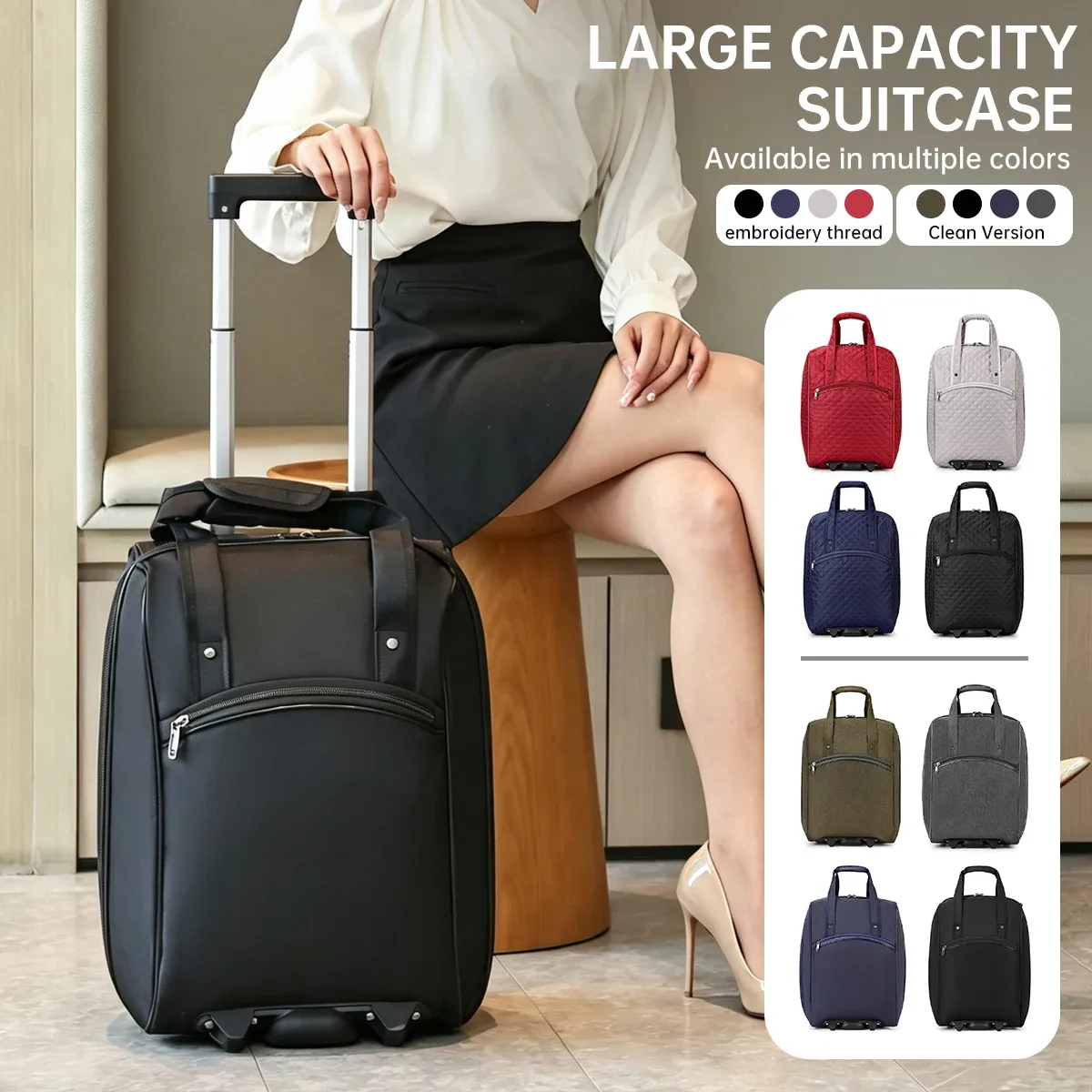 nouveau modèle 2026 : valise en tissu oxford grande capacité, petite valise de voyage à roulettes 20 pouces, sac à main
