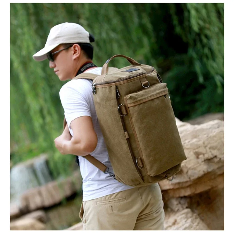 Sac à dos en toile multifonctionnel pour hommes, sac à main de voyage, cartable de grande capacité, camping en plein air, sac à bandoulière initié portable