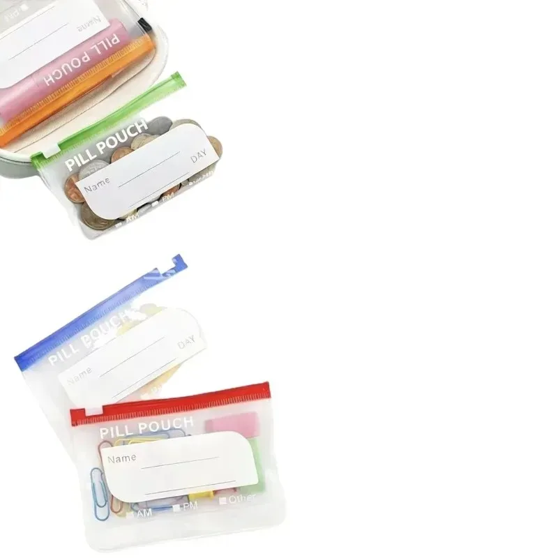 ensemble de sacs de voyage imperméables, 14 pochettes de rangement réutilisables avec fermeture éclair et étui compact, organisateur anti-fuite pour compléments alimentaires quotidiens