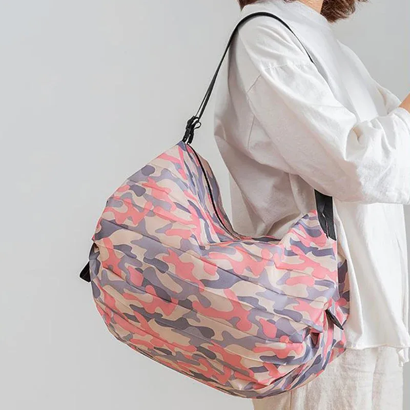 sac de rangement pliable avec poignée, sacs à main de camouflage de voyage portables, sac de shopping de grande capacité