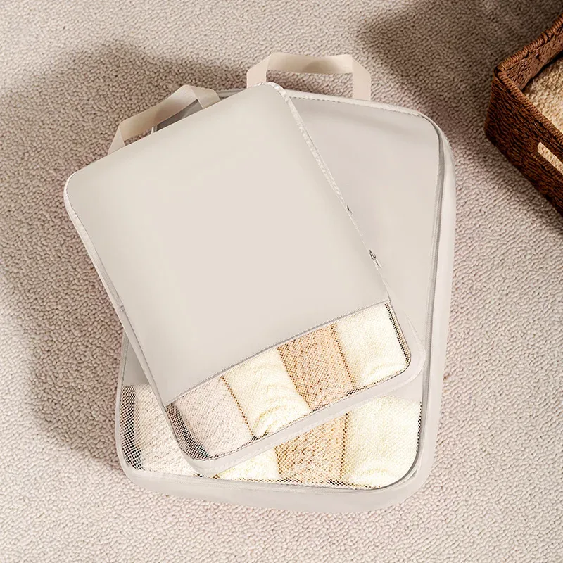 ensemble de 2 pièces, organisateur de voyage souple, sac de rangement, valise, cubes d'emballage, ensemble de bagages portables, vêtements, sous-vêtements, pochette de rangement compressible