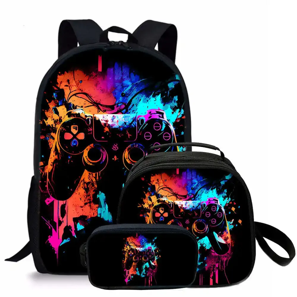 tapis de jeu tendance et populaire, imprimé en 3d, 3 pièces/ensemble, sacs d'école pour étudiants, sac à dos de voyage pour carnet de notes, sac à déjeuner à bandoulière, trousse à crayons